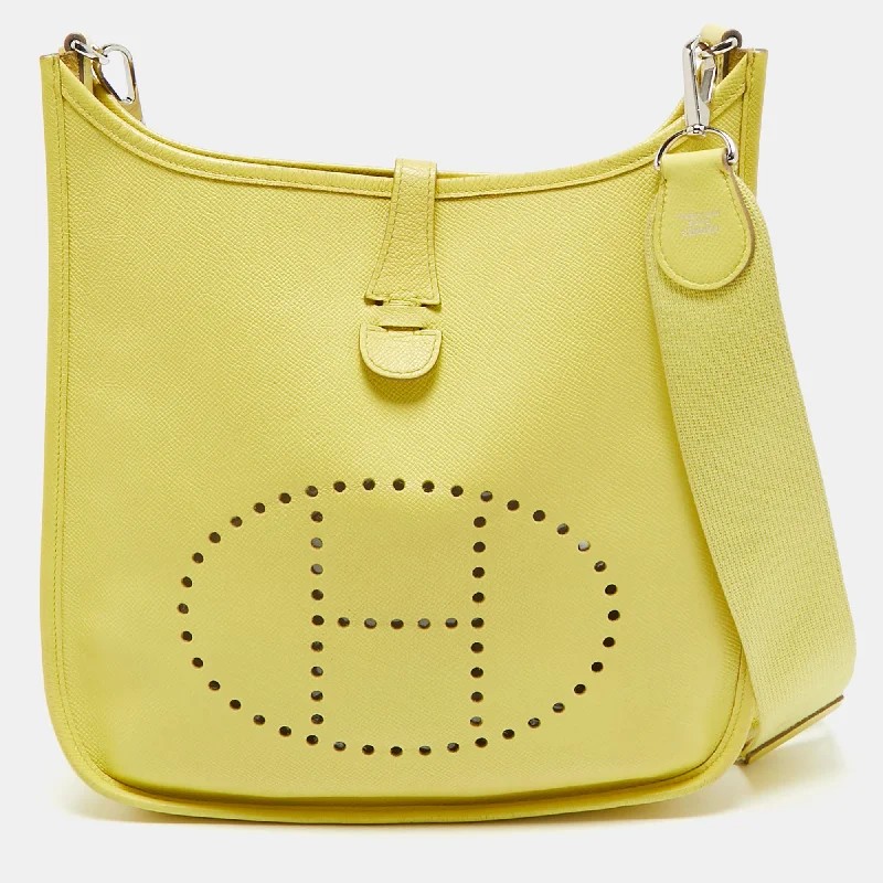 Leather handle bags for elegant daily carry -Hermes Lime Epsom Leather Evelyne Iii Pm Bag