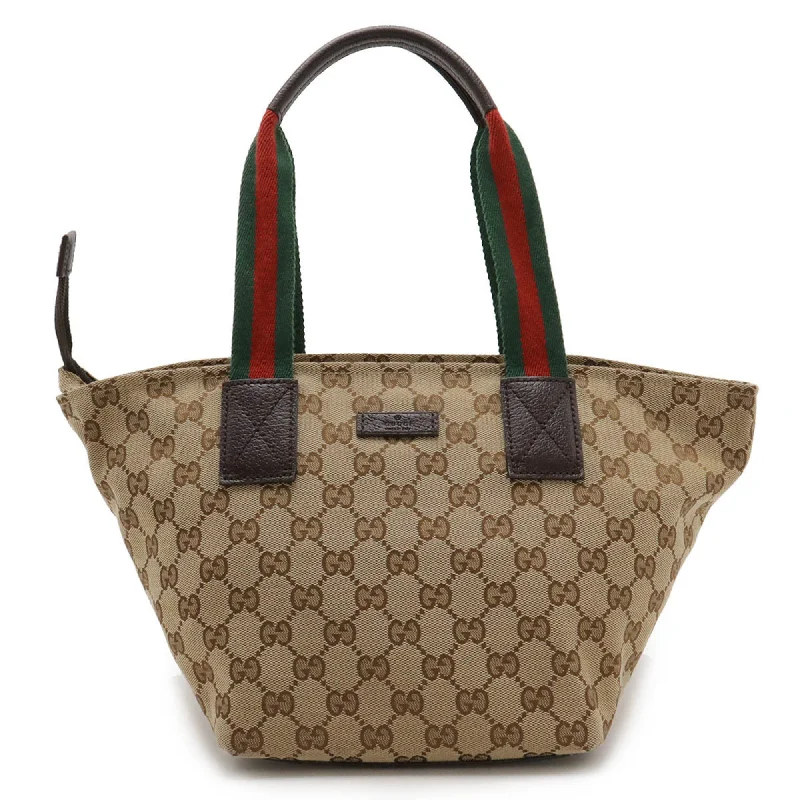 Designer handle bags with luxury logo detailing -Gucci       Color Gg Canvas Leather Handbag Tote Bag (Pre-Owned)