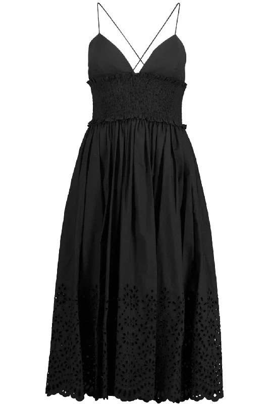 Belted Dresses for Shaping -Spaghetti Strap Dance Dress - Black