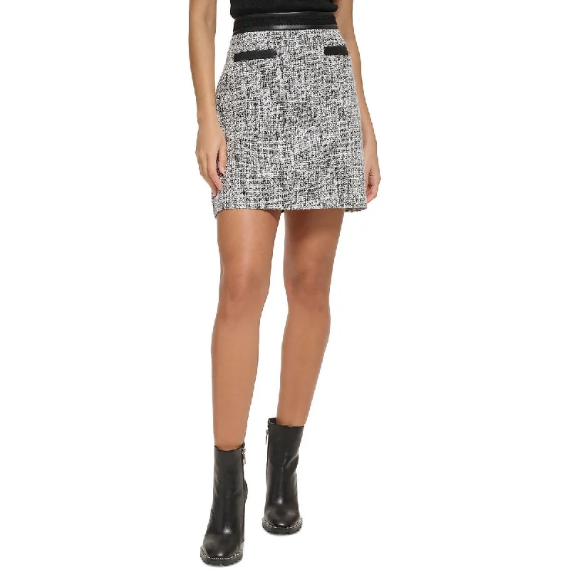 Office Dresses for Business -Karl Lagerfeld Paris Womens Tweed Faux Trim A-Line Skirt