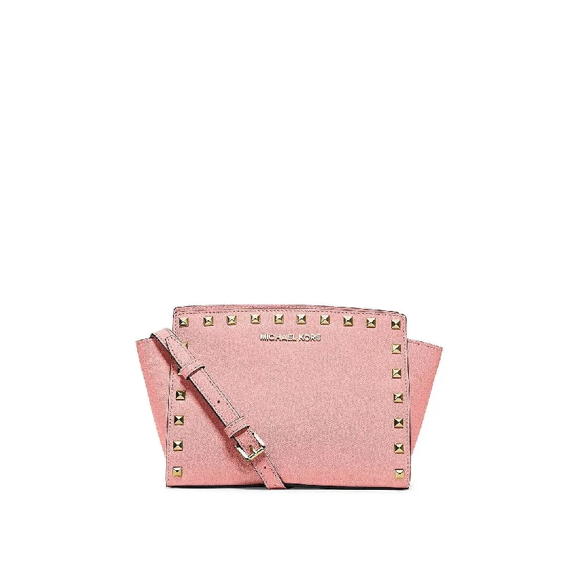 Handle bags with soft velvet for luxury -Michael Kors Selma Studded Medium Messenger