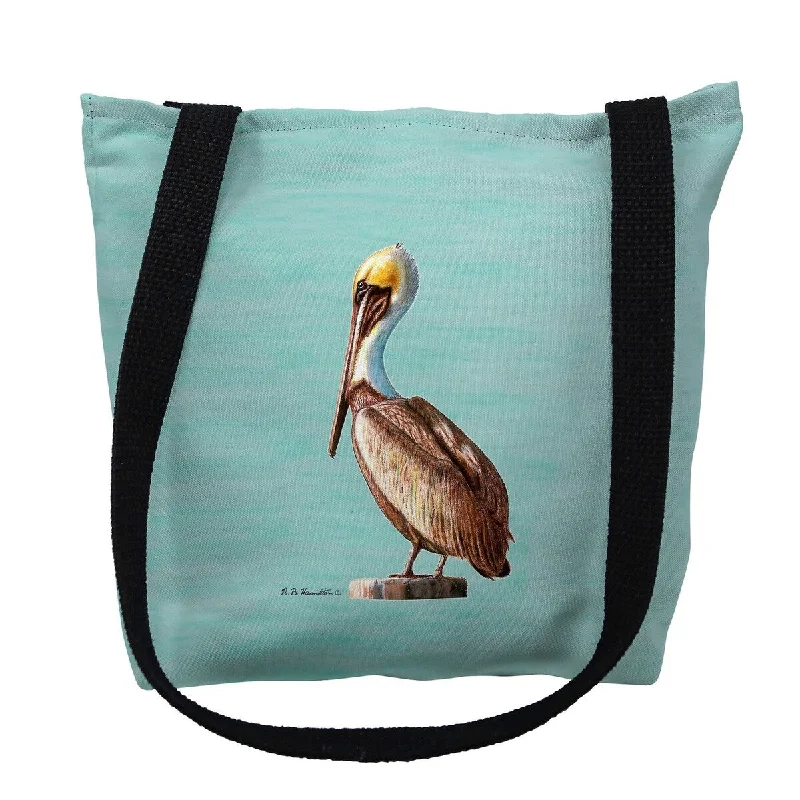 Waterproof handle bags ideal for rainy weather -Pelican on Aqua Left Small Tote Bag 13x13