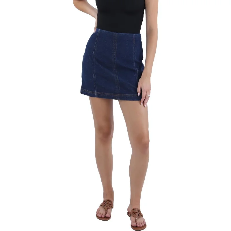 High-waisted pencil skirts for professional office wear -Tinseltown Womens Juniors Mini Solid Denim Skirt