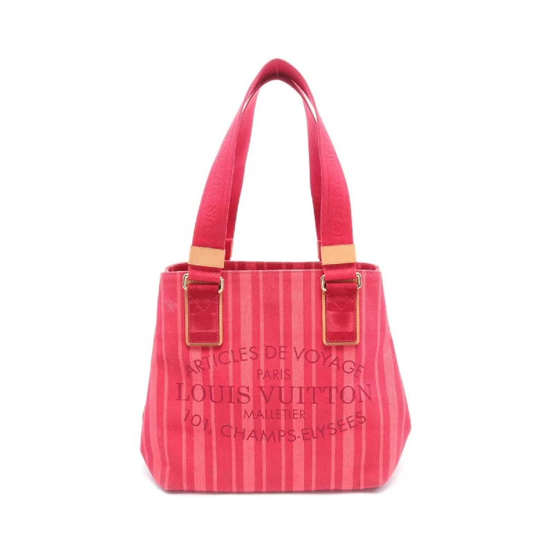 Handle bags with bright florals for cheer -Louis Vuitton pink  Color Rouge Grenadine Canvas Suede Leather Tote Bag (Pre-Owned)