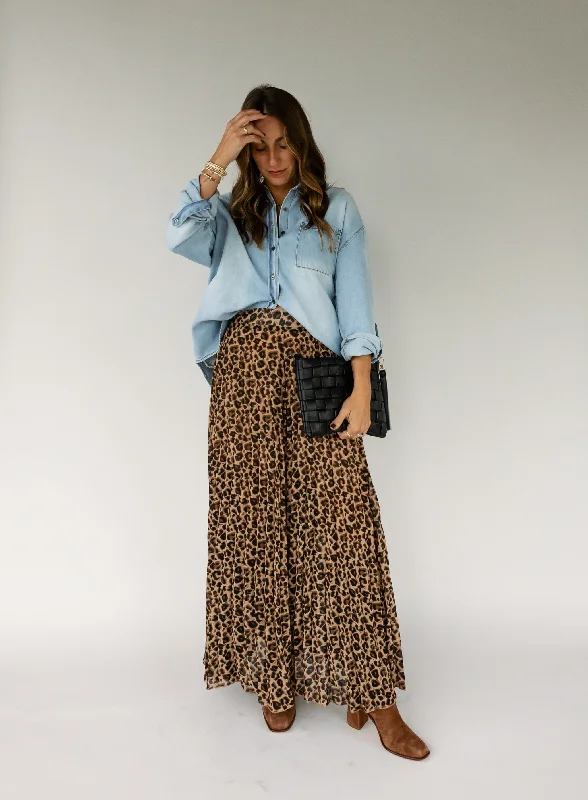 Cotton Dresses for Comfort -Keira Leopard Print Maxi Skirt