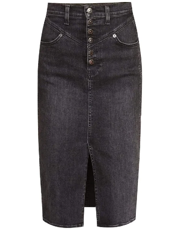 Classic skirts with subtle texture weave -Herron Denim Midi Skirt