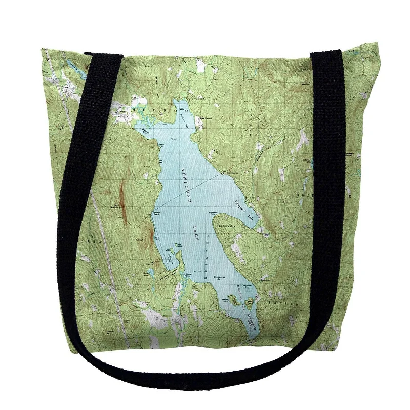 Handle bags with rugged canvas for outdoors -Newfound Lake, NH Nautical Map Medium Tote Bag 16x16 - 16 inches x 16 inches