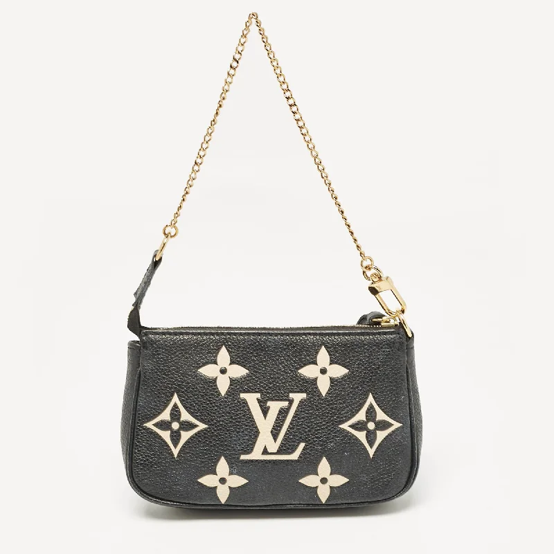 Handle bags with camouflage patterns for edge -Louis Vuitton Black Giant Monogram Empreinte Mini Pochette Accessoires