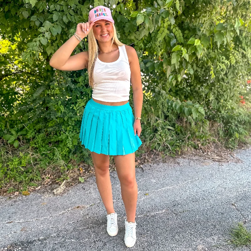 Striped Dresses for Fashionable -On The Go Pleated Tennis Skort - Highlight Blue