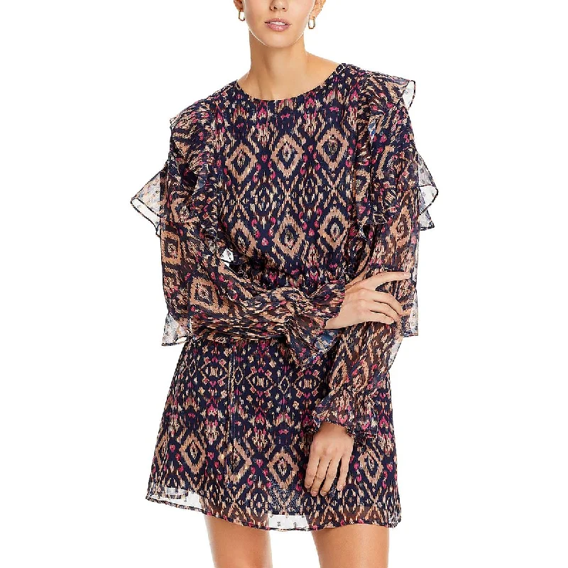 Sheath Dresses for Sophisticated -Koko + Mason Womens Ruffled Printed Fit & Flare Dress