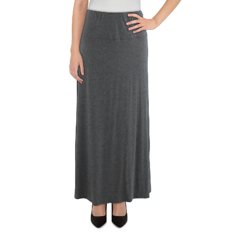 Luxury skirts with elegant silk sheen -24seven Comfort Apparel Womens Plus Heathered Long Maxi Skirt