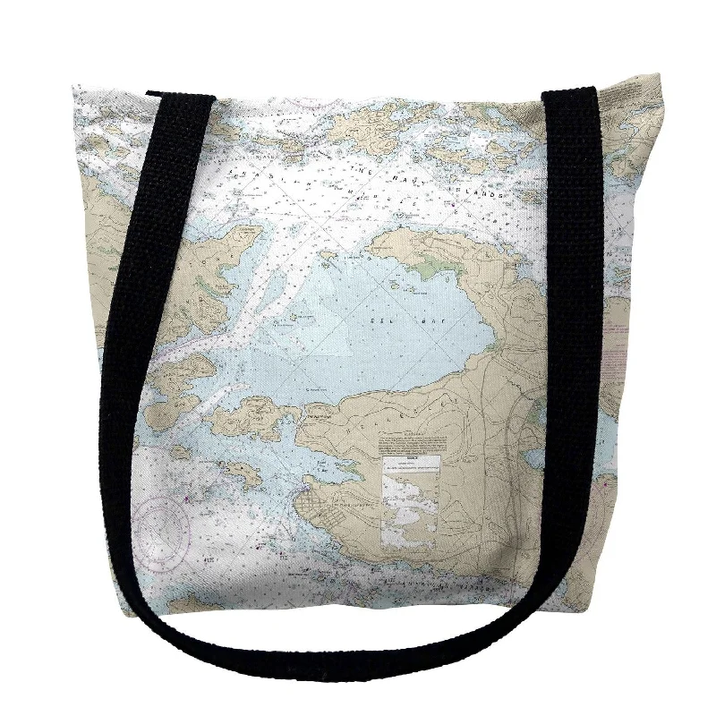 Handle bags with wide openings for access -St Lawrence River, NY Nautical Map Medium Tote Bag 16x16 - 16 inches x 16 inches