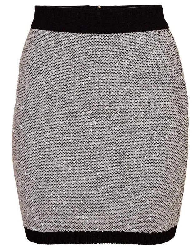 Designer maxi skirts for upscale bohemian flair -Sequined Mini Tweed Skirt