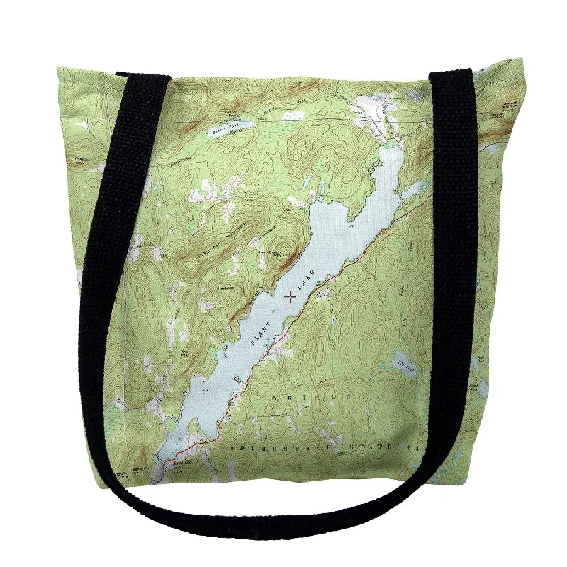 Handle bags with fun slogans for personality -Brant Lake NY Nautical Map Medium Tote Bag 16x16 - 16 inches x 16 inches