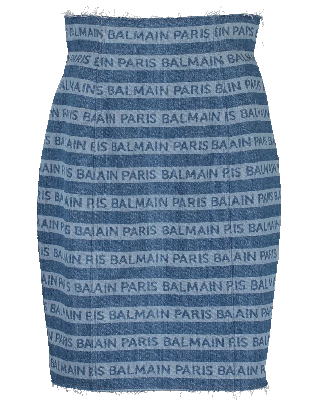 Vintage pencil skirts for nostalgic chic -High Waist Balmain Logo Skirt