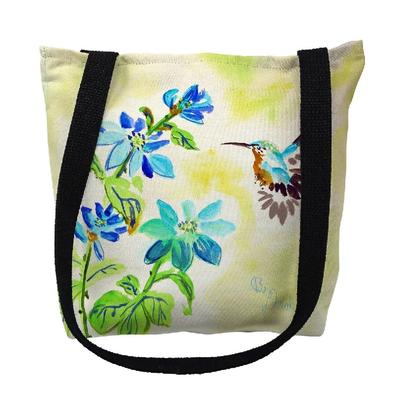 Waterproof handle bags ideal for rainy weather -Aqua Hummingbird Small Tote Bag 13x13