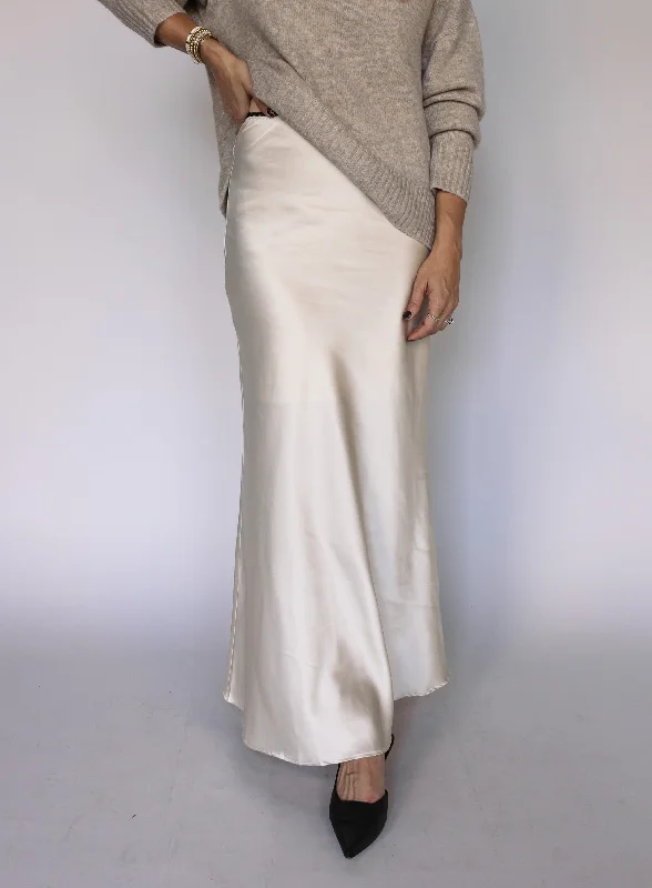 Tiered Dresses for Voluminous -Carol Satin Maxi Skirt - Final Sale