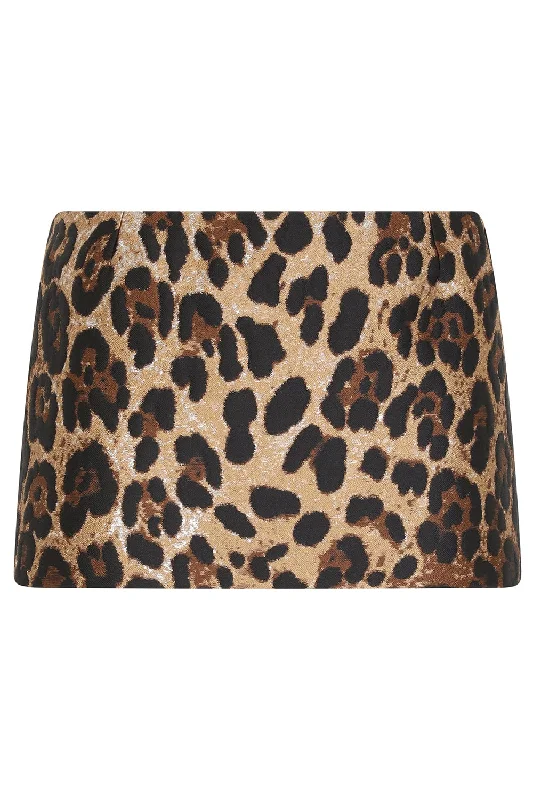 A-line skirts with flared hem elegance -Mini Leopard Skirt