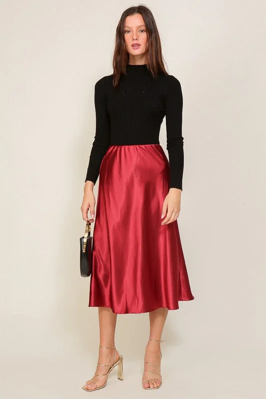 Animal Print Dresses for Fun -SATIN MIDI SKIRT