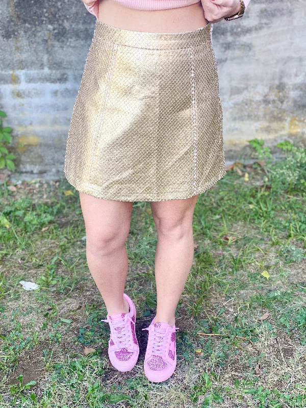 Tie-up Dresses for Decorative -Queen of Sparkles: Gold Bubble Pleat Skirt