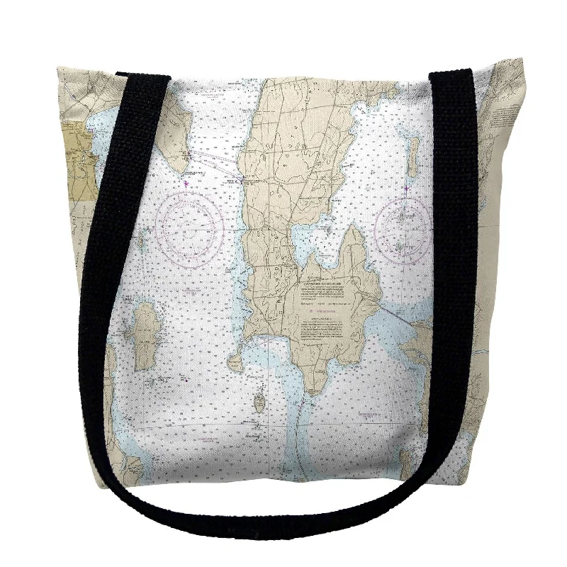 Handle bags with spacious pockets for travel -South Hero Island, VT Nautical Map Medium Tote Bag 16x16 - 16 inches x 16 inches