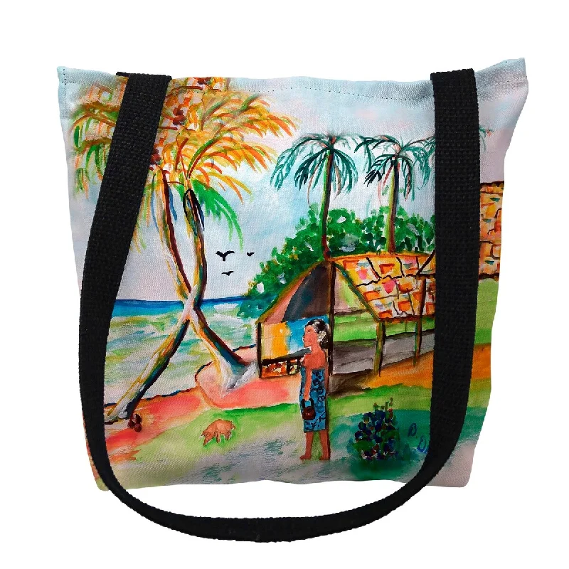 Handle bags with spacious interiors for storage -Palms & Woman Small Tote Bag 13x13