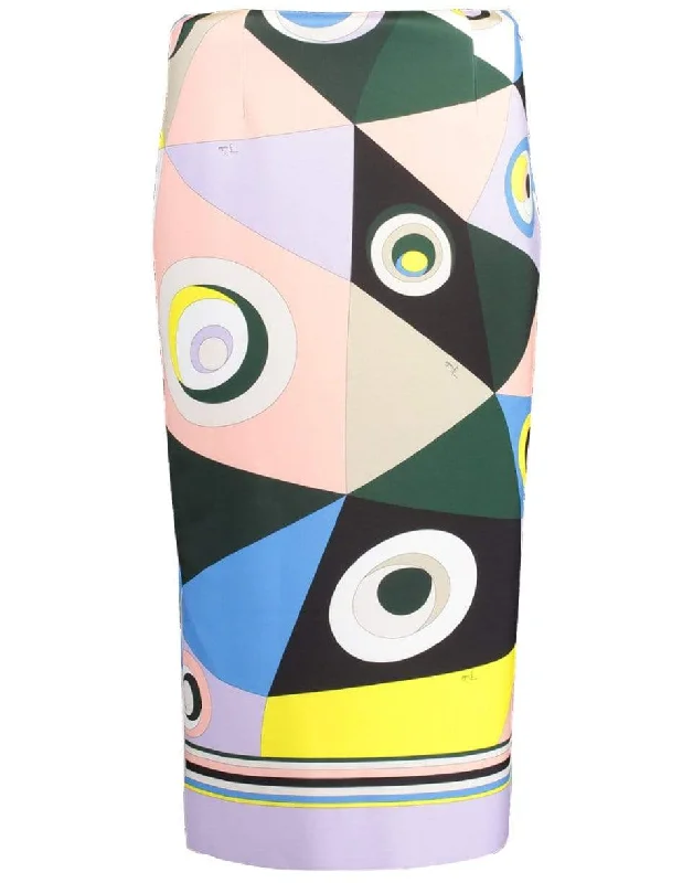 Luxury skirts with elegant silk sheen -Printed Pencil Skirt