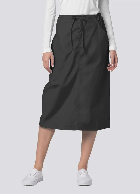 Bold leather skirts for daring fashion statements -Mid-Calf Length Drawstring Skirt by Adar 6-24 / PEWTER