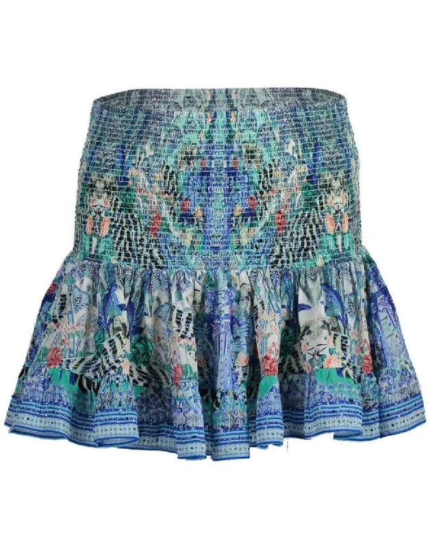 A-line skirts for classic wardrobe essentials -Wings Of Luxor Short Shirred Skirt