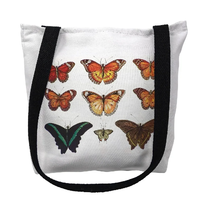 Foldable handle bags for easy storage convenience -Orange Butterflies Small Tote Bag 13x13