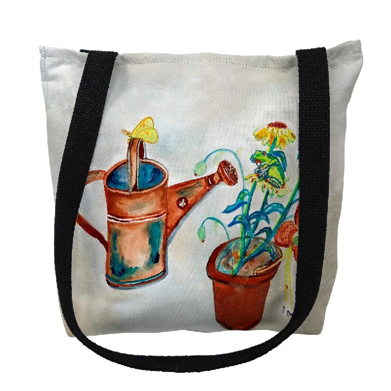 Handle bags with floral prints for spring -Watering Can Small Tote Bag 13x13