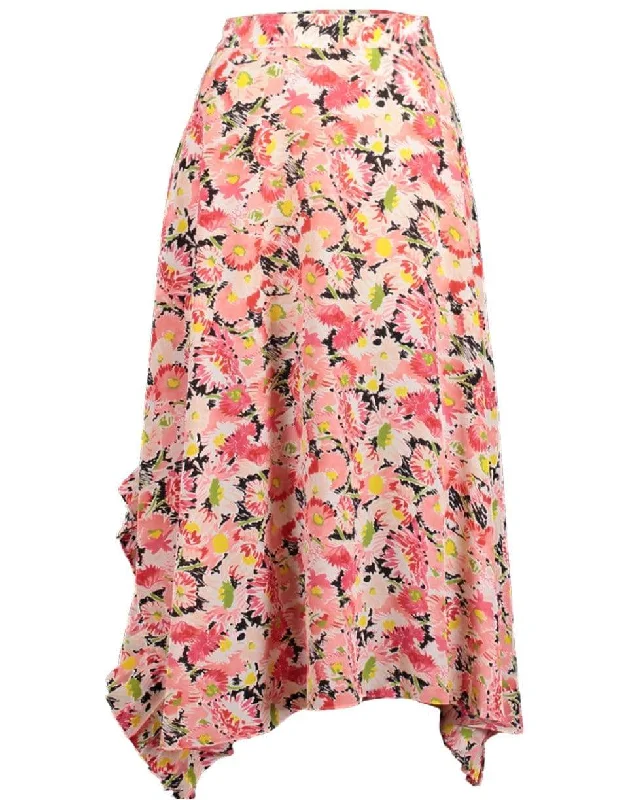 Bold leather skirts for daring fashion statements -Ashlyn Floral Silk Print Skirt