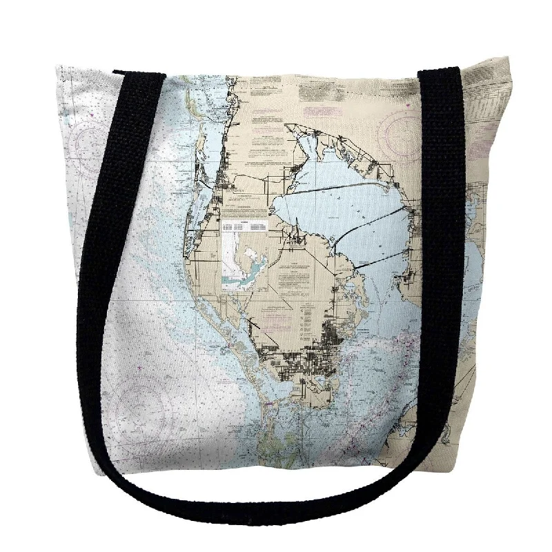 Handle bags with camouflage patterns for edge -Tampa Bay, FL Nautical Map Medium Tote Bag 16x16 - 16 inches x 16 inches