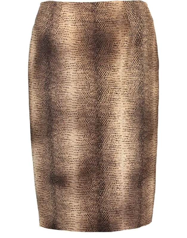 Trendy skirts with asymmetrical hem lines -Snakeskin Print Skirt