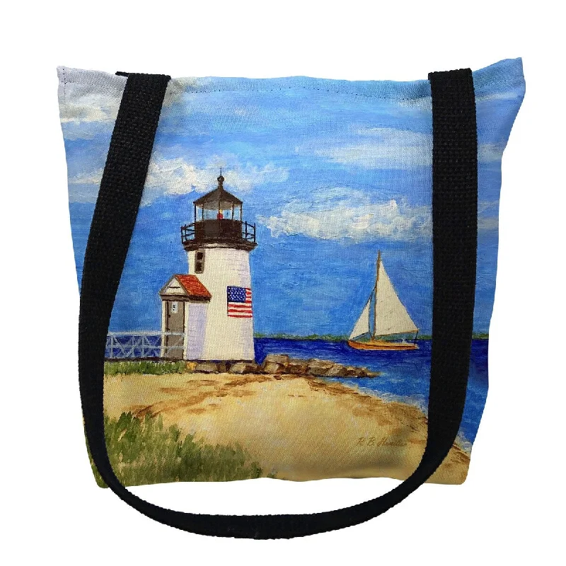 Handle bags with contrast stitching for detail -Brant Point Lighthouse, MA Small Tote Bag 13x13