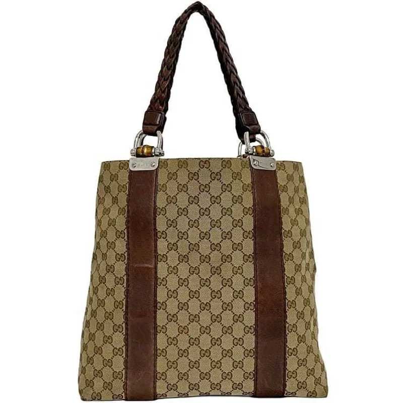 Handle bags with colorful handles for flair -Gucci   Canvas Leather Tote Bag (Pre-Owned)