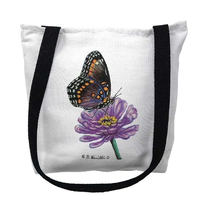 Handle bags with detachable pouches for versatility -Red Spotted Purple Butterfly Small Tote Bag 13x13