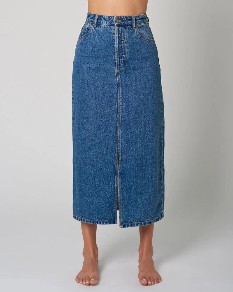 Halter Dresses for Chic Style -Rollas Chicago Denim Skirt