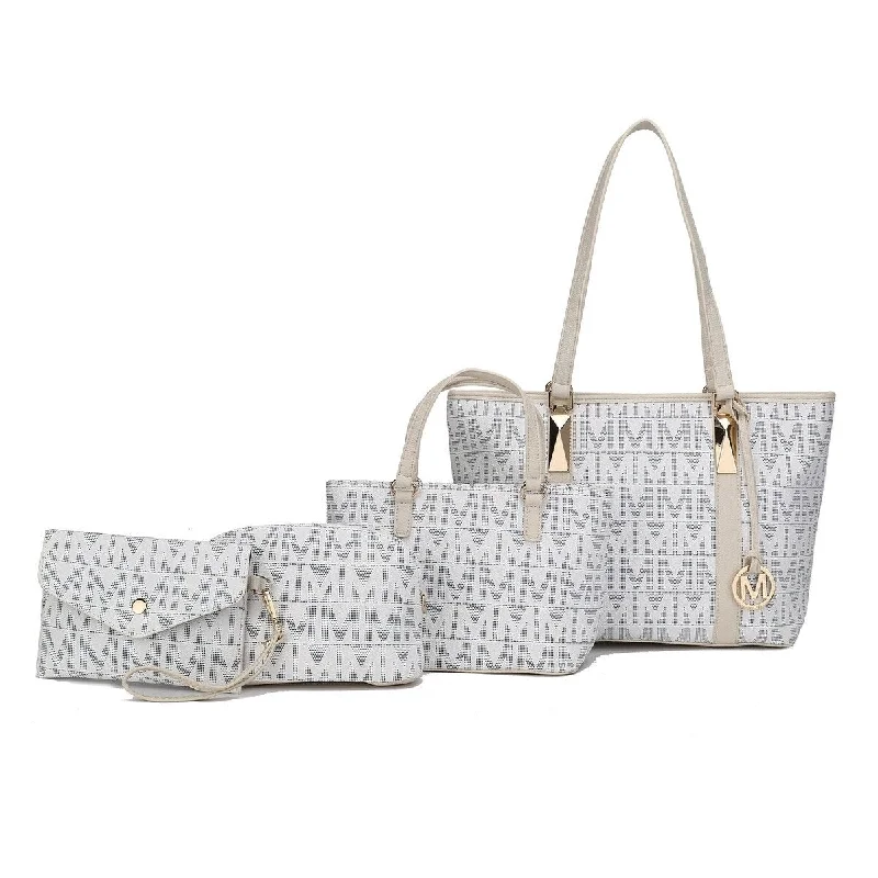 Handle bags with floral embroidery for detail -Marimar Signature Tote Bag And Set