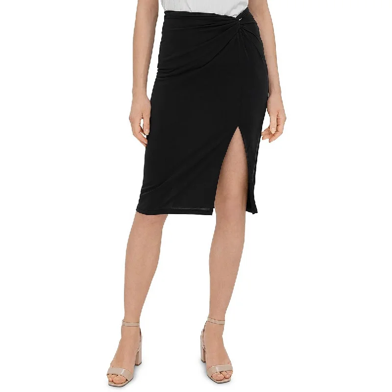 Classic skirts with subtle texture weave -Vero Moda Womens Knot-Front Skirt Slip