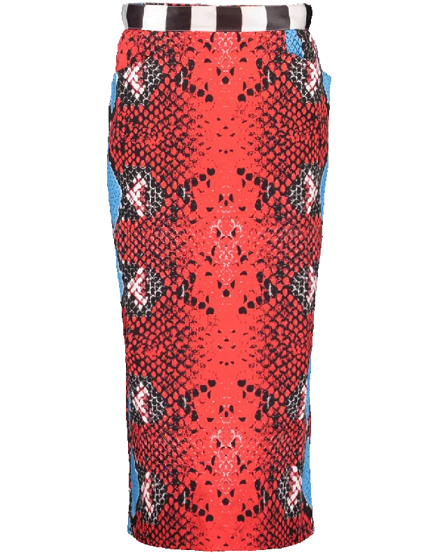 Classic skirts with subtle texture weave -Python Print Pencil Skirt