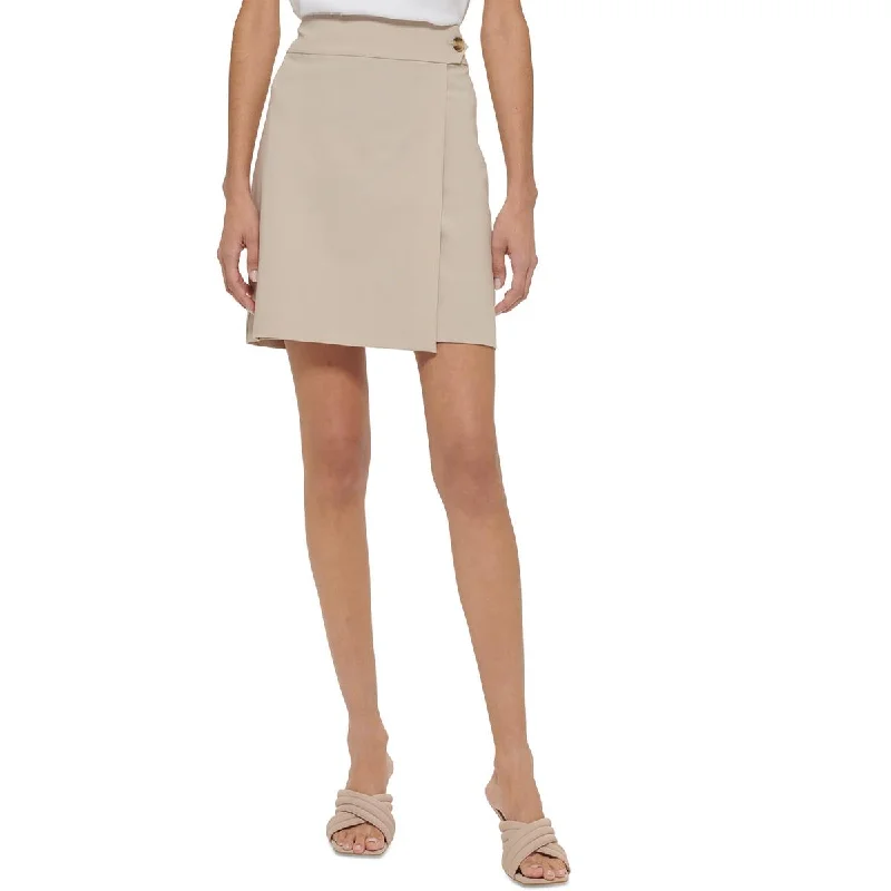 Stretchy skirts for all-day wear comfort -Calvin Klein Womens Petites Faux Wrap Midi Pencil Skirt