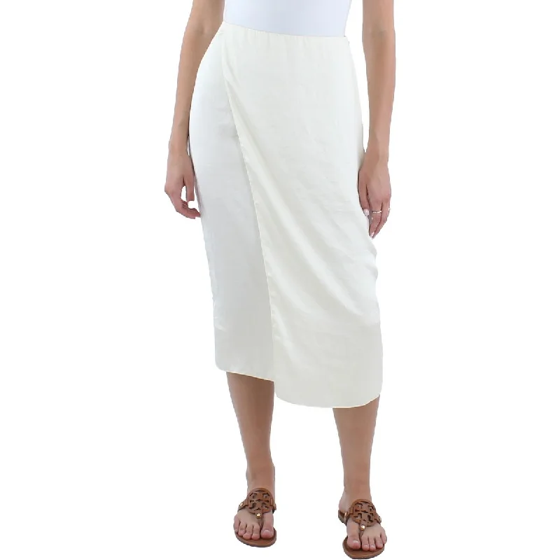 Ruffled midi skirts for delicate feminine touch -Theory Womens Satin Wrap Skirt