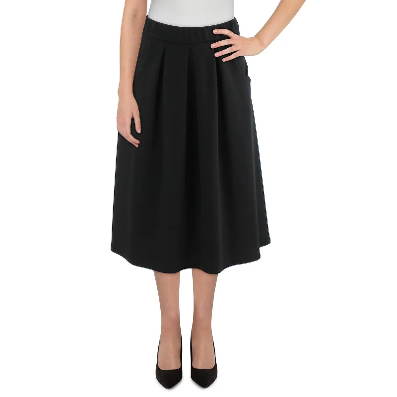 Bold skirts with metallic shimmer finish -24seven Comfort Apparel Womens Plus Solid  Pleated Skirt