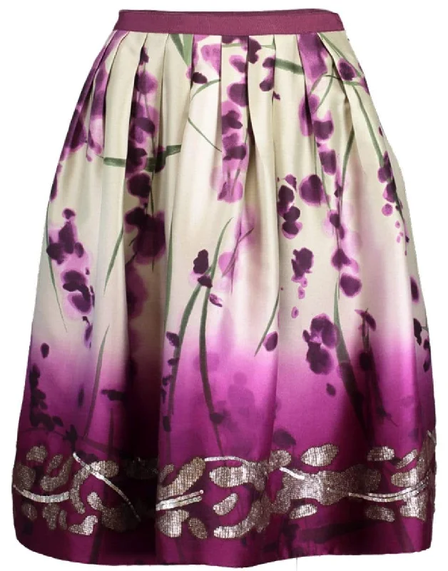 Designer maxi skirts for upscale bohemian flair -Floral Dip Dye Embroidered Skirt