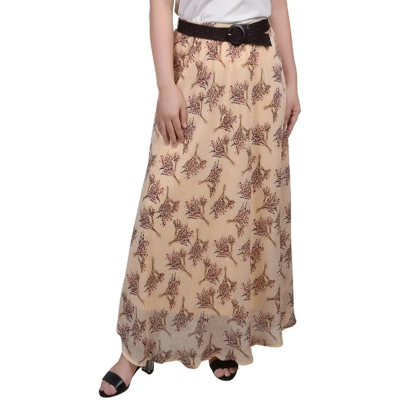 Solid Color Dresses for Simple -NY Collection Womens Petites Printed Lined Maxi Skirt