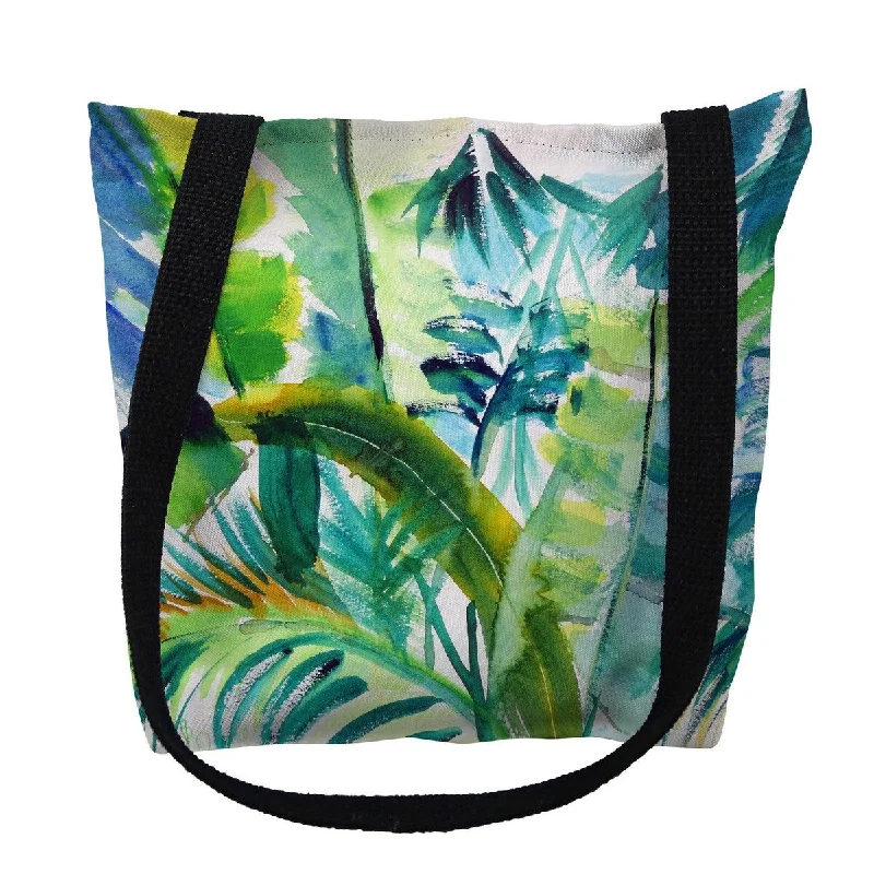 Handle bags with side pockets for organization -Jungle Greens Small Tote Bag 13x13