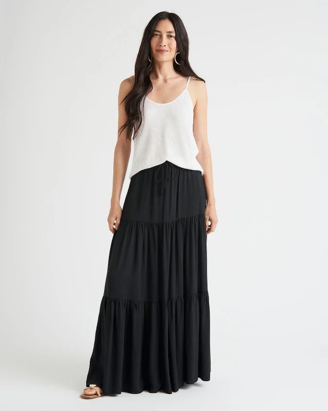 Wrap skirts for adjustable stylish fit -Nella Tiered Maxi Skirt