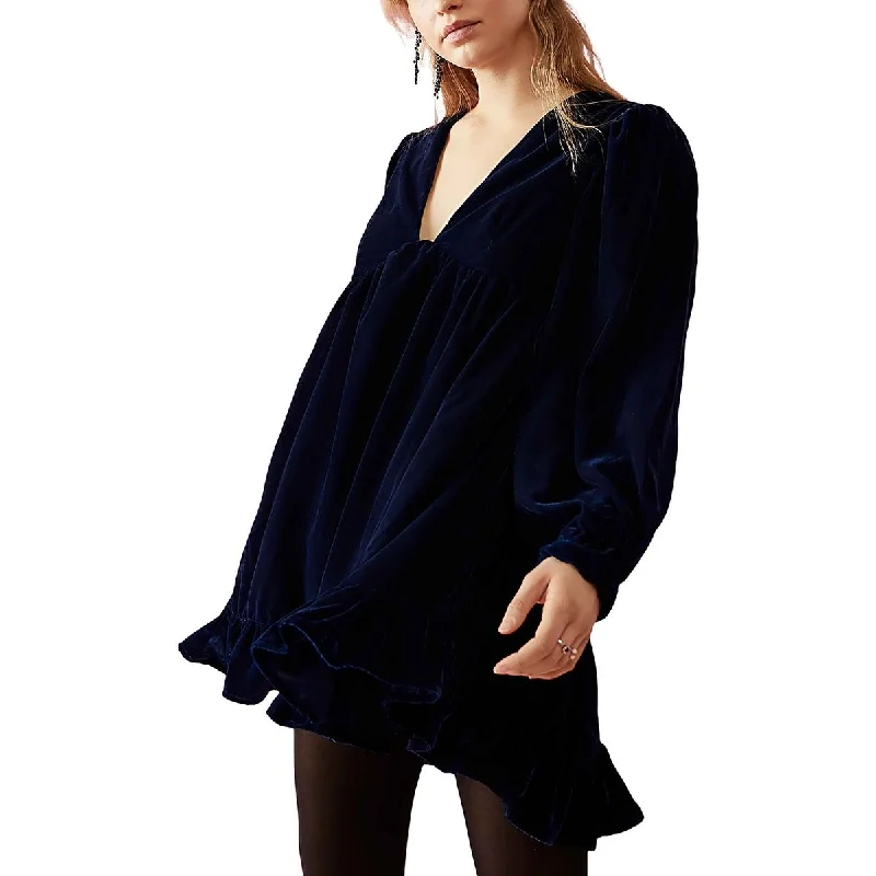 High-waisted Dresses for Flatter -Free People Womens Estella Velvet Party Mini Dress