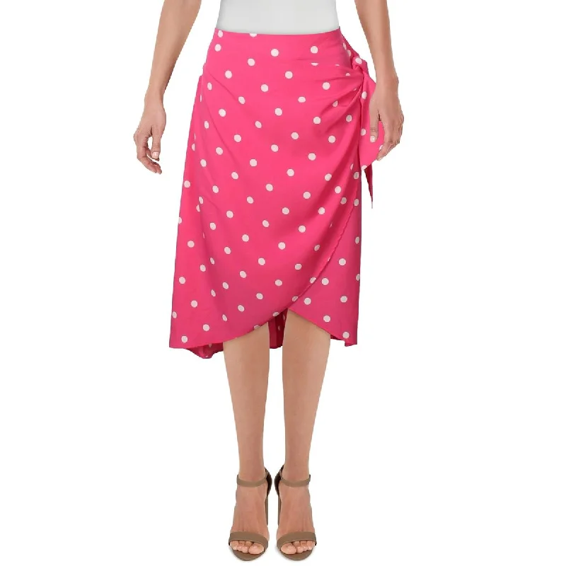 Satin Dresses for Shiny Look -Riley & Rae Womens Ami Polka Dot Faux Wrap Wrap Skirt